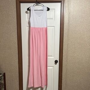 Pink and White Sleeveless Dress